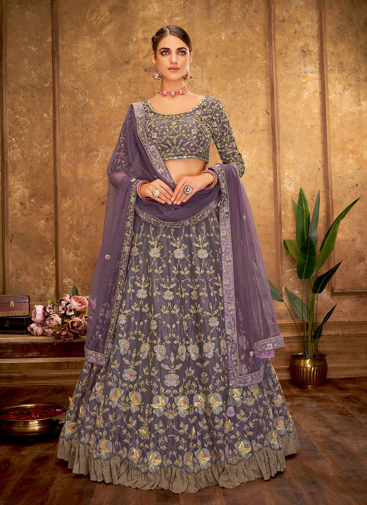 Blue  Peach Wedding Wear Lehenga Choli – Purple Mist Apparel